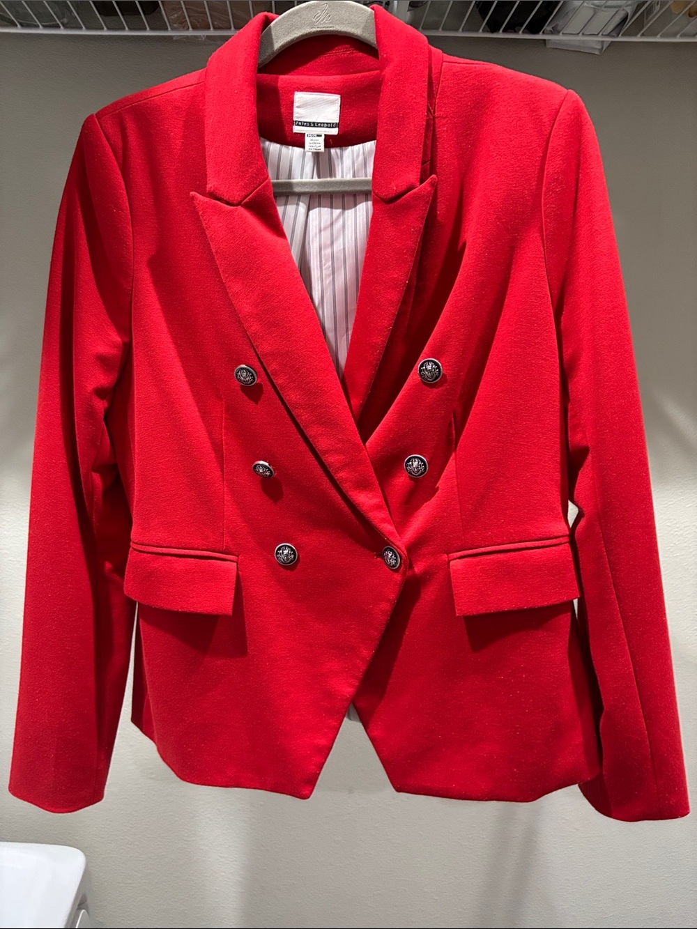 Jules & Leopold Vibrant Red Double-Breasted Blazer